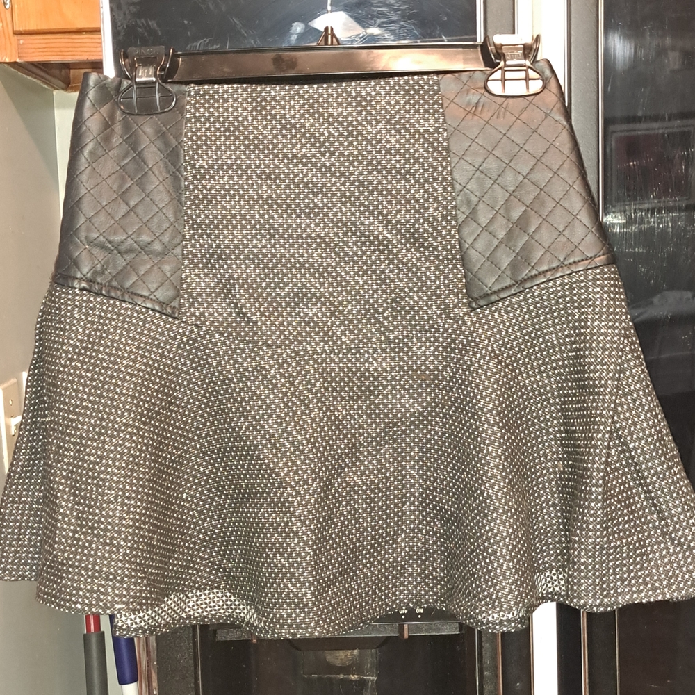 BCBGeneration Quilted Black and Gray A-Line Skirt
